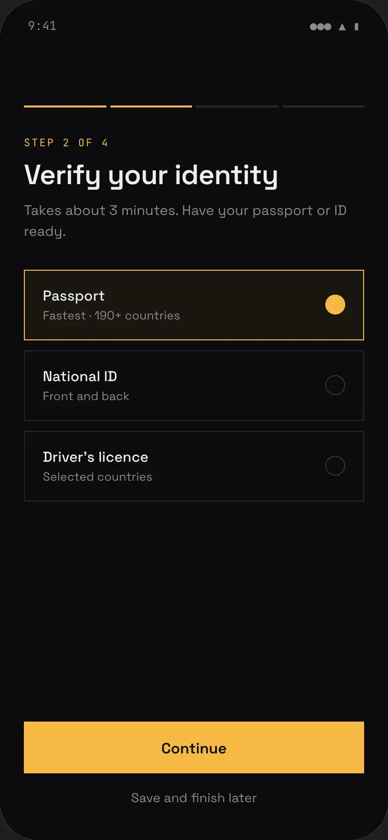 Crypto exchange onboarding: choosing an identity document to verify